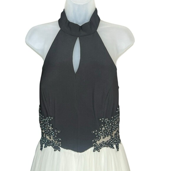 VTG‎ Full Length A-Line Prom Dress Juniors 9 Mesh Rhinestones Princess 90s Y2K - Picture 2 of 13